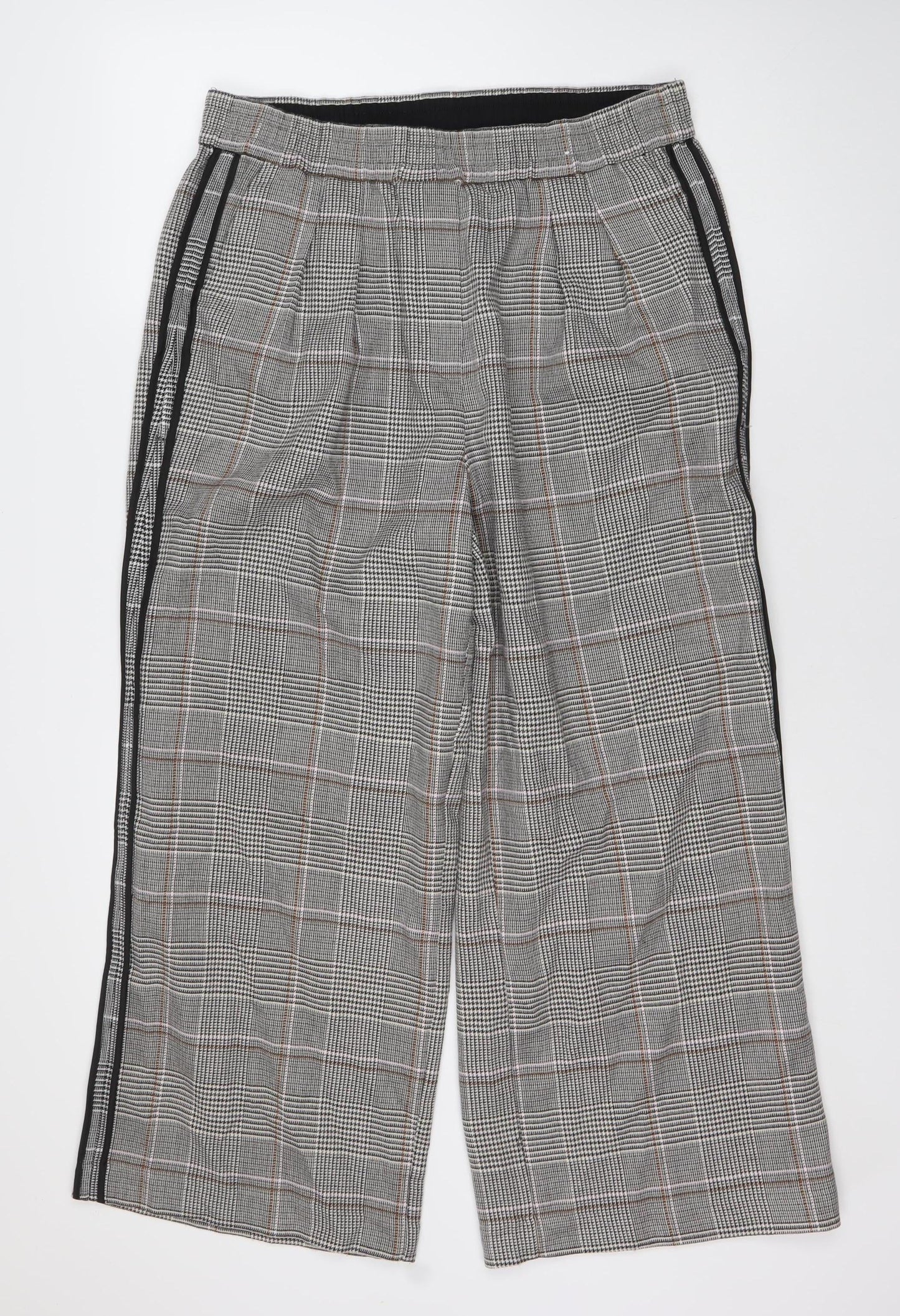 Marks and Spencer Women's Grey Plaid Cropped Trousers UK 14