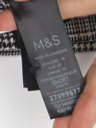 Marks and Spencer Women's Grey Plaid Cropped Trousers UK 14