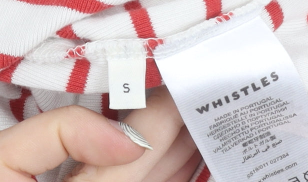 Whistles Women's Red Striped Boat Neck T-Shirt