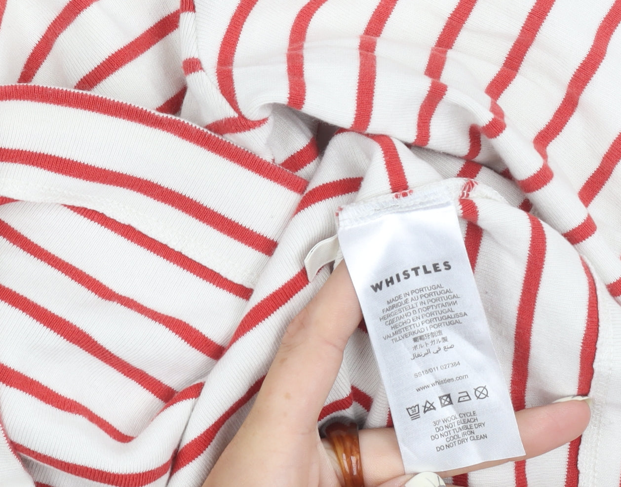 Whistles Women's Red Striped Boat Neck T-Shirt