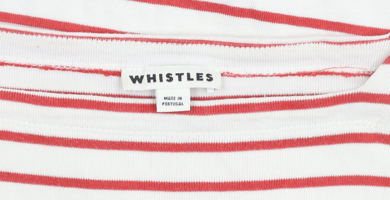 Whistles Women's Red Striped Boat Neck T-Shirt