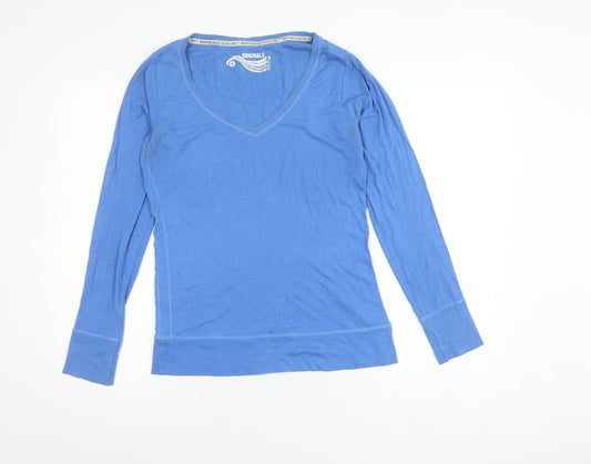 Fat Face Women's Blue V-Neck Long Sleeve Top - Size 14