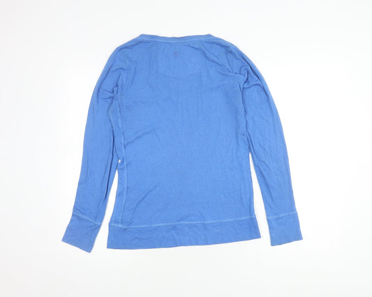 Fat Face Women's Blue V-Neck Long Sleeve Top - Size 14