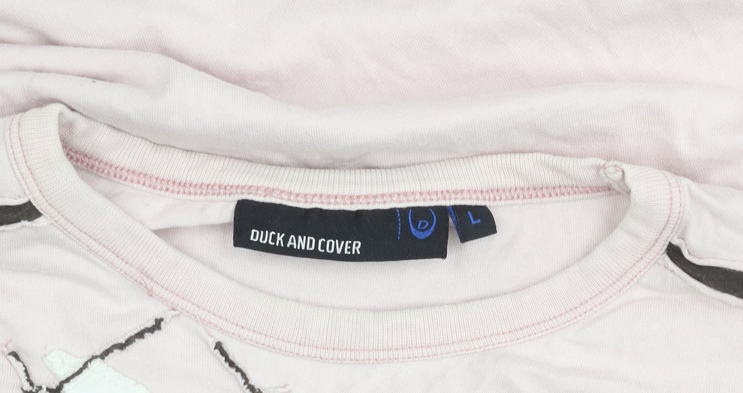 Duck and Cover Men's Pink Long Sleeve Crew Neck T-Shirt