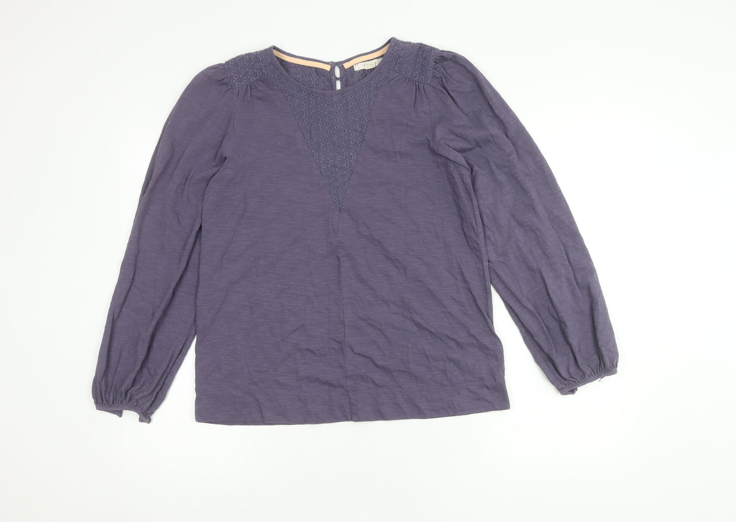 White Stuff Women's Purple Blouse, UK 10, Embroidered