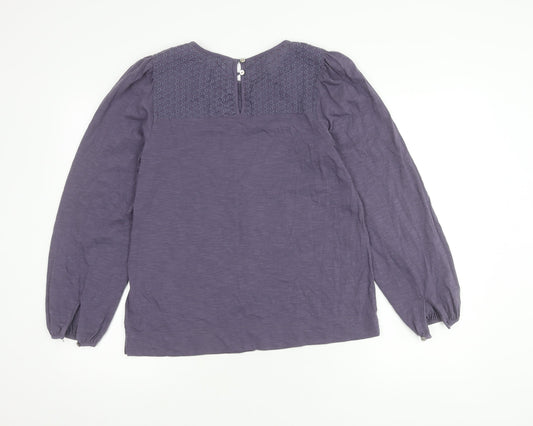 White Stuff Women's Purple Blouse, UK 10, Embroidered