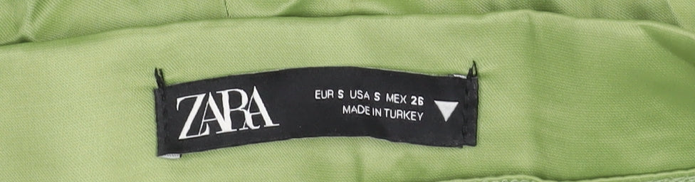 Zara Women's Green Straight Trousers, Size S, Casual