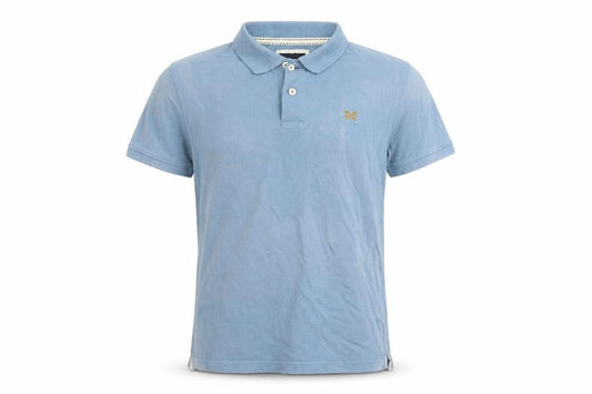 Front view of Crew Clothing Blue Polo Shirt M - Stylish & Comfy