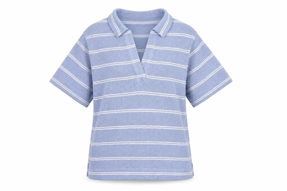 Marks and Spencer Women's Blue Striped Polo Shirt Size 10