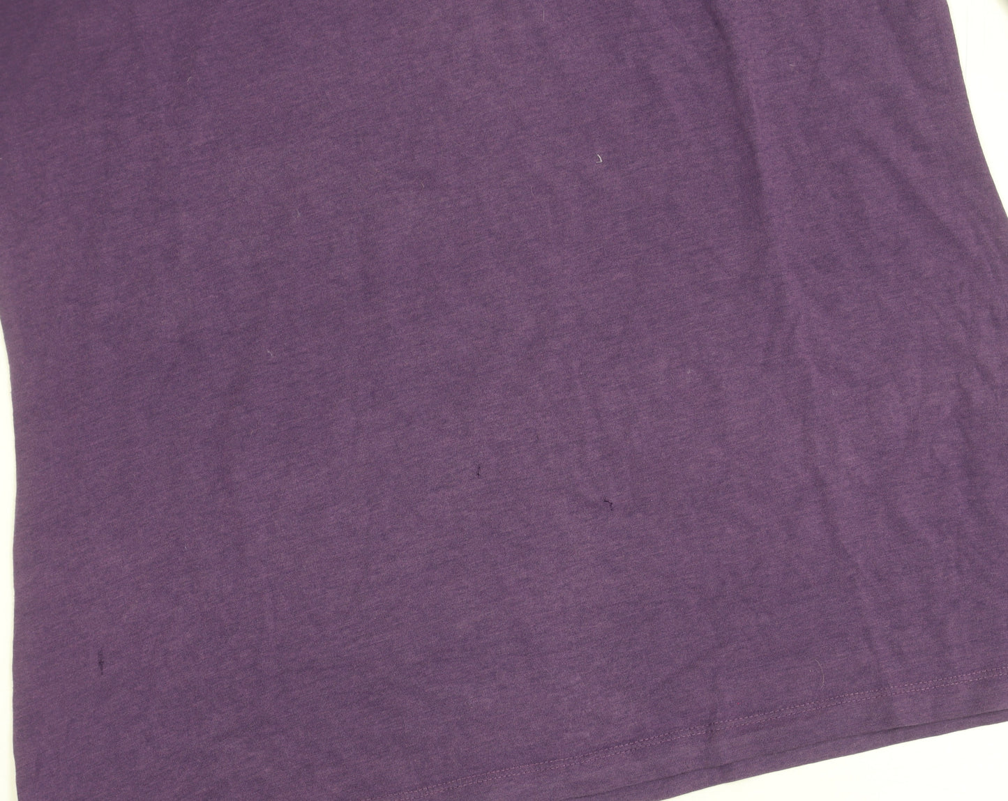 Lands' End Women's Purple High Neck T-Shirt, Size M, Long Sleeve