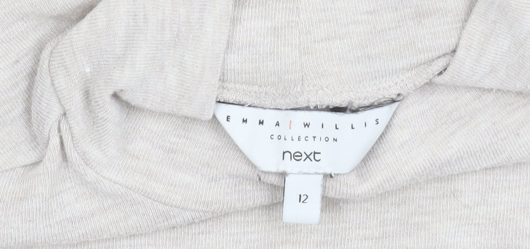 Next Women's Beige Long Sleeve Mock Neck Top
