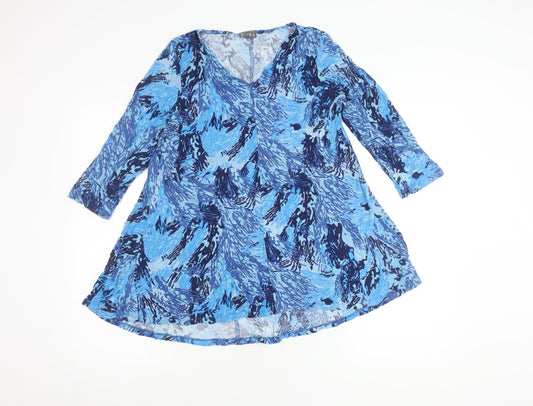 Patra Women's Blue 3/4 Sleeve V-Neck Tunic Large