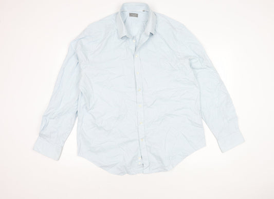 Jaeger Men's Blue Slim Fit Checked Shirt 17.5