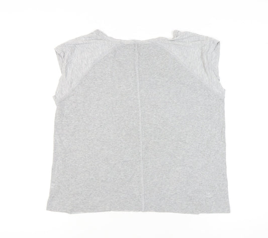 The White Company Women's Grey Crew Neck T-Shirt Size 14