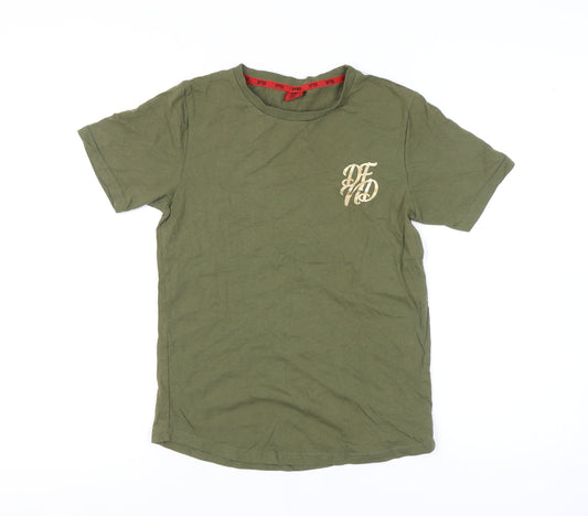 DFND Boys' Green T-Shirt, Size 13-14, Logo Accent