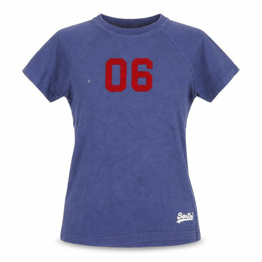 Unisex Adultss UK Size 8 Superdry Blue Cotton T-Shirt