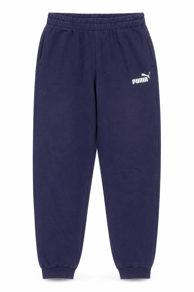 Front view of Puma boys’ blue jogger trousers xl