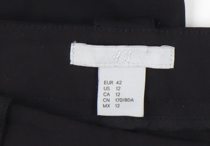 H&M Women's Black Flat Front Trousers Size 14