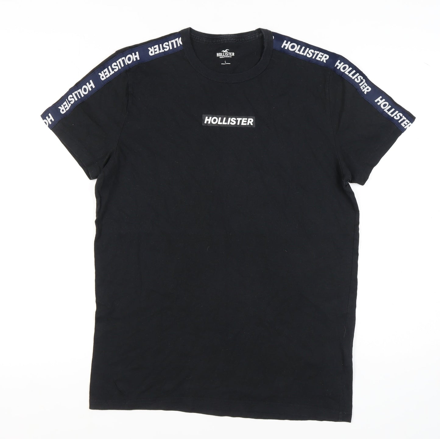 Hollister Men's Black Logo T-Shirt L - Comfy Crew Neck