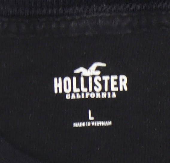 Hollister Men's Black Logo T-Shirt L - Comfy Crew Neck