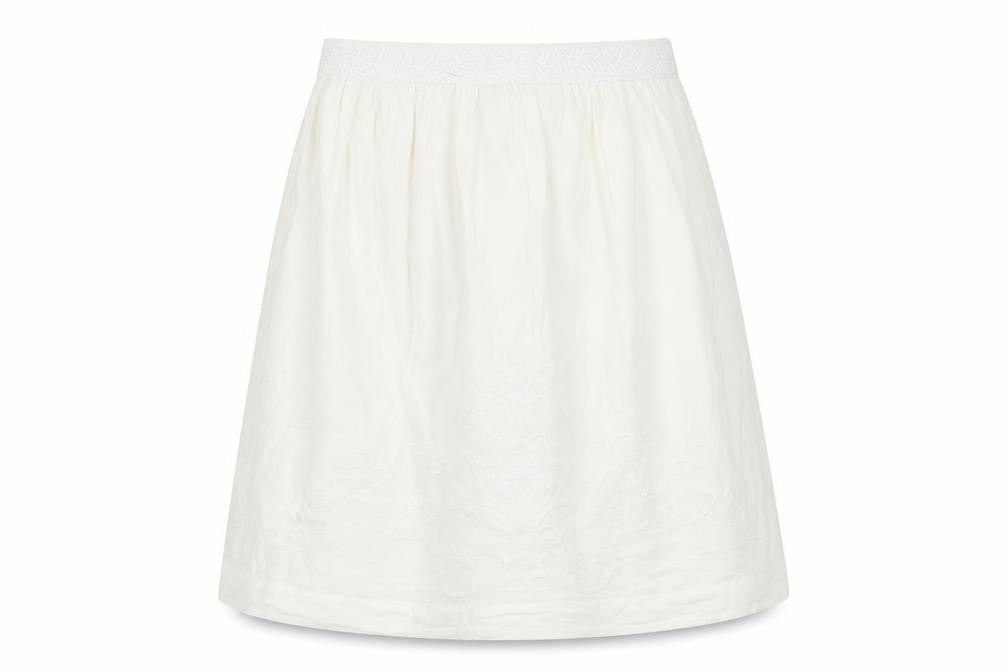 Front view of French Connection Women's Ivory Knee-Length Skirt, size 12