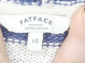 FatFace Women's Ivory Striped Cardigan Size 18