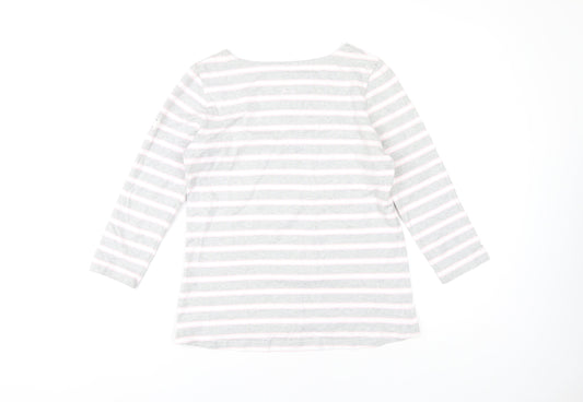 Joules Women's Grey Striped Boat Neck T-Shirt, Size 10