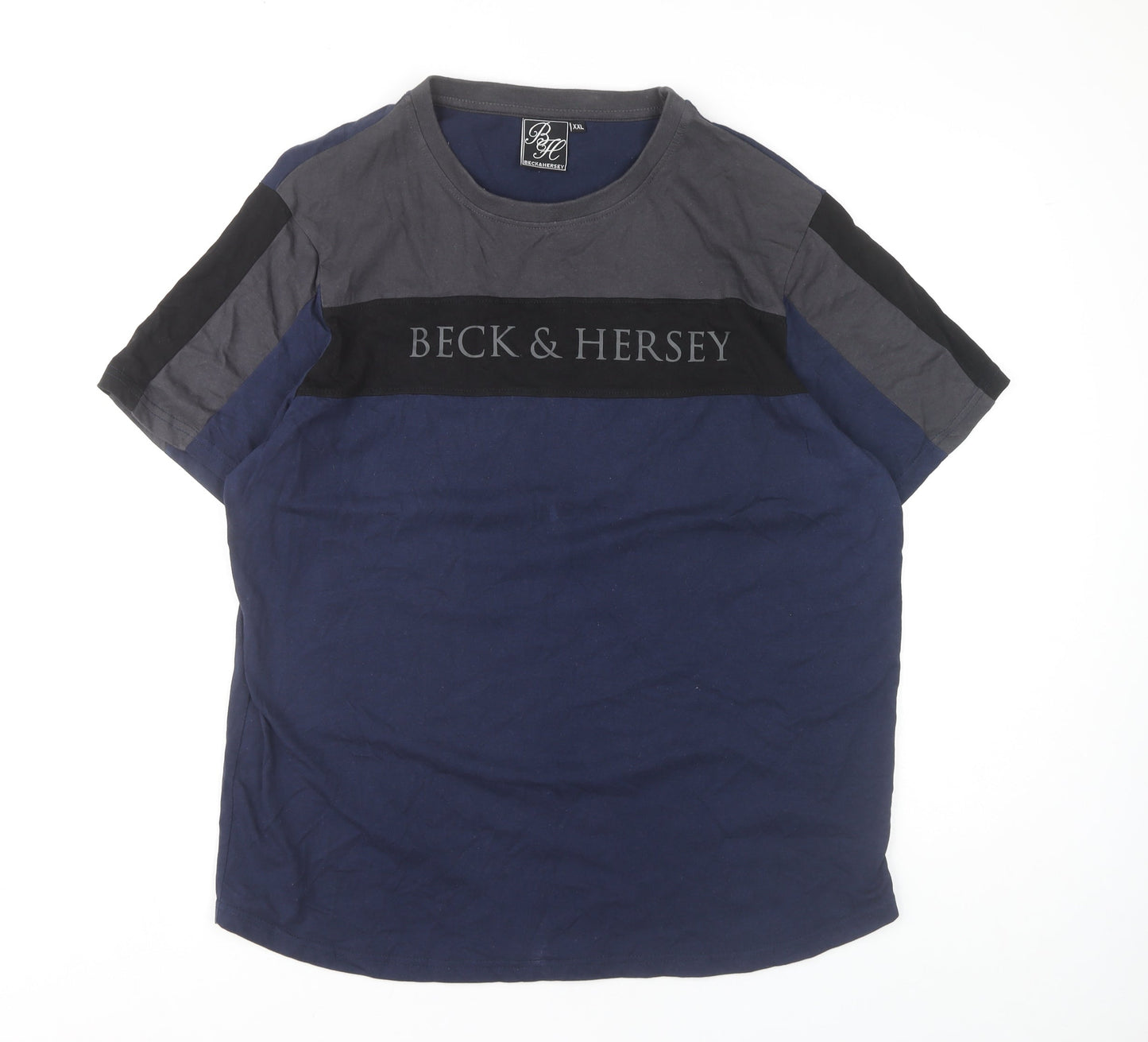 Beck & Hersey Men's Blue Colourblock T-Shirt 2XL