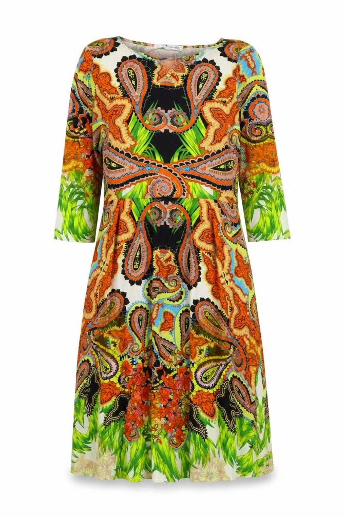 Front view of Belles of London Women's Multicoloured Paisley Dress, size 10