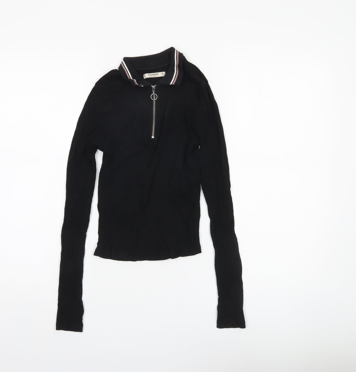 Pull&Bear Black Slim Jersey Women's Blouse XS