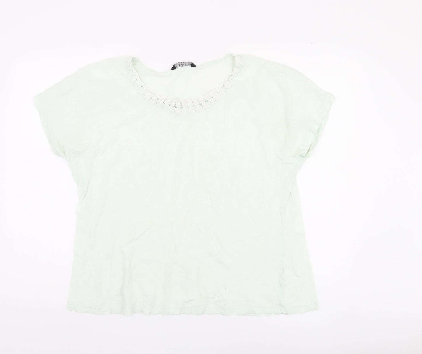 VIZ-A-VIZ Women's White Short Sleeve T-Shirt Size 16