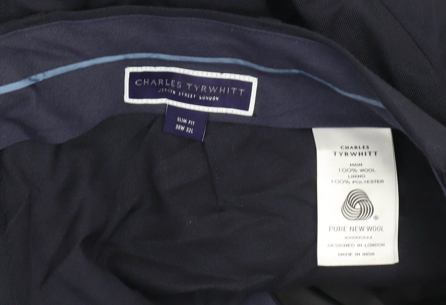 Charles Tyrwhitt Men's Blue Slim Fit Dress Pants