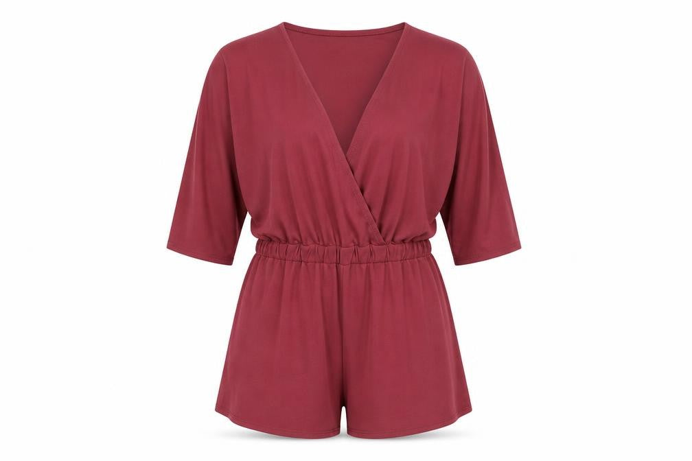 Front view of Silence + Noise Women's Red XS V-Neck Playsuit