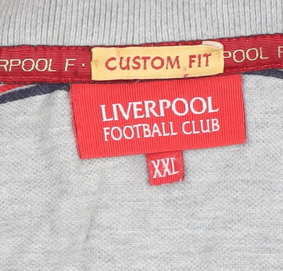 Liverpool FC Men's Grey Striped Polo XXL
