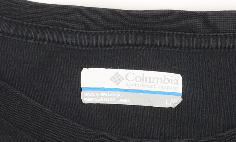 Columbia Men's Black Cotton Logo T-Shirt, L, Short Sleeve