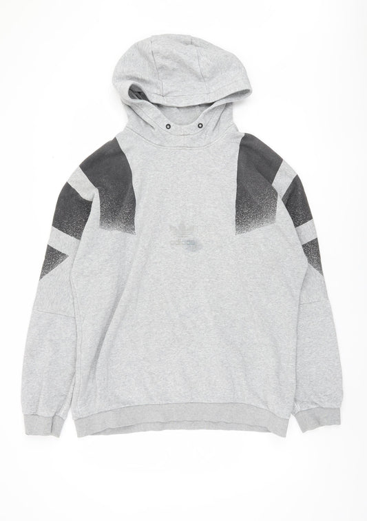 Adidas Men's Grey Hoodie - Large, Stylish & Comfortable