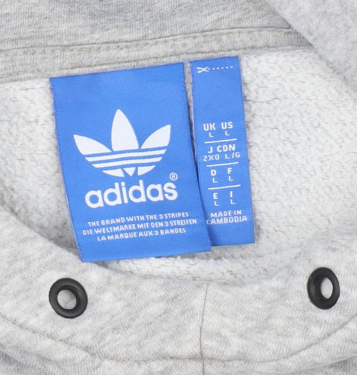 Adidas Men's Grey Hoodie - Large, Stylish & Comfortable