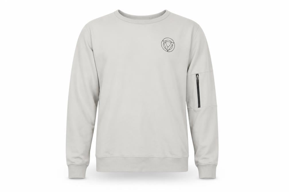Front view of Next boys’ grey pullover sweatshirt with zip pocket, size 158