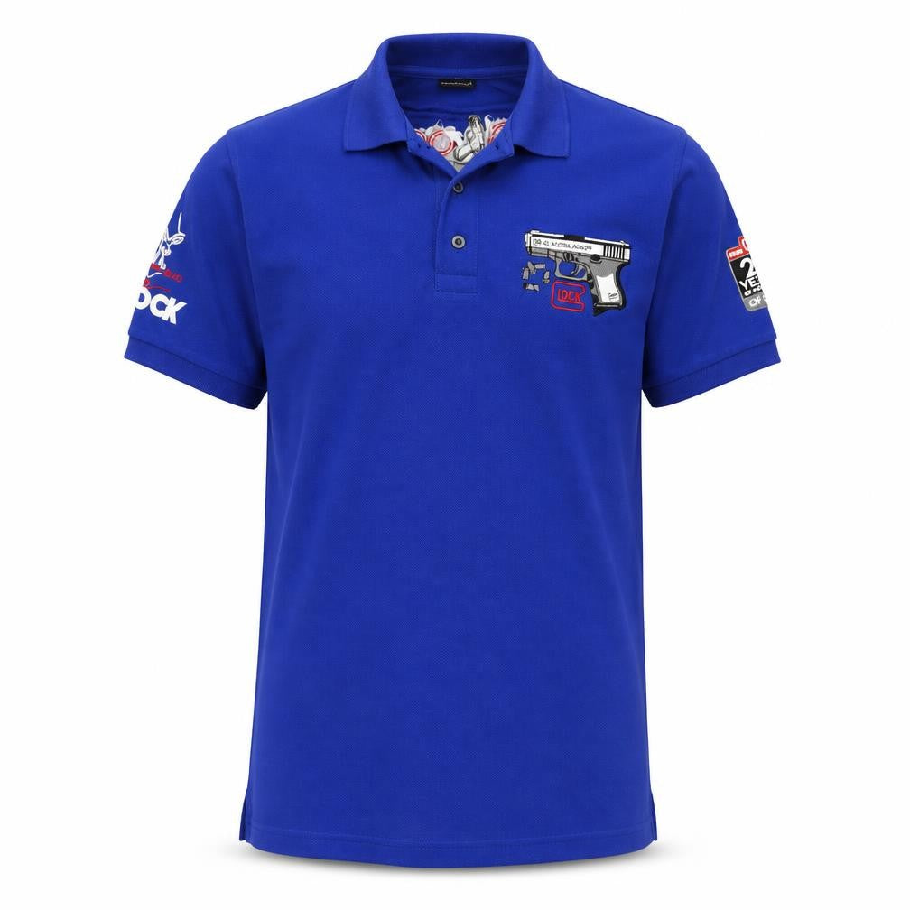 Medallion Men's Blue Graphic Polo Shirt, L