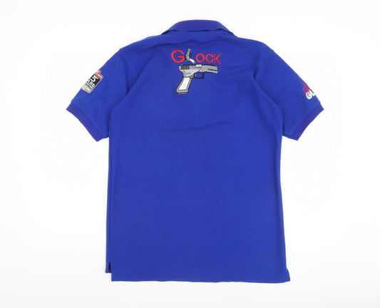 Medallion Men's Blue Graphic Polo Shirt, L
