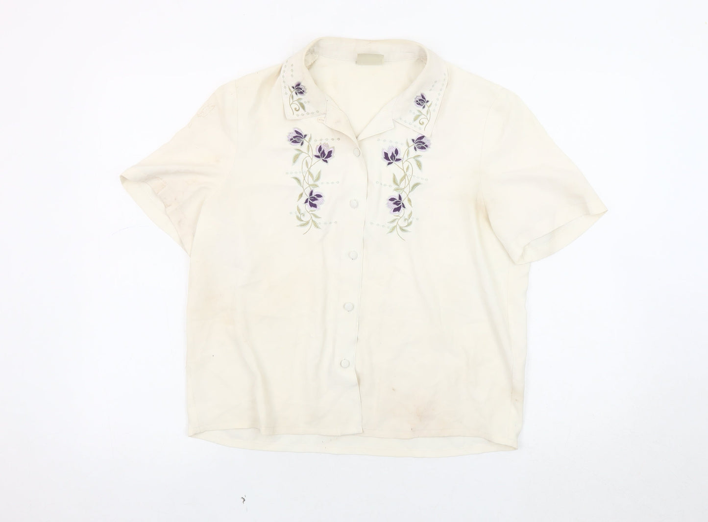 Eastex Women's Ivory Embroidered Blouse Size 10
