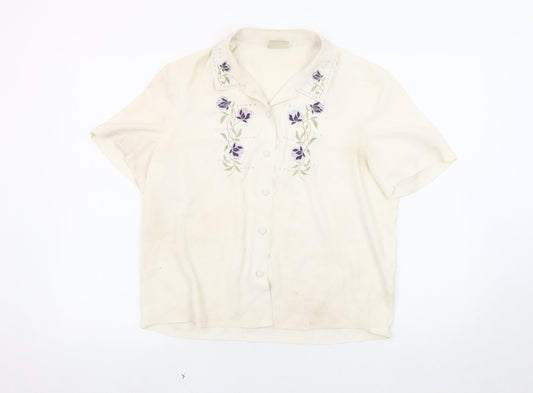 Eastex Women's Ivory Embroidered Blouse Size 10