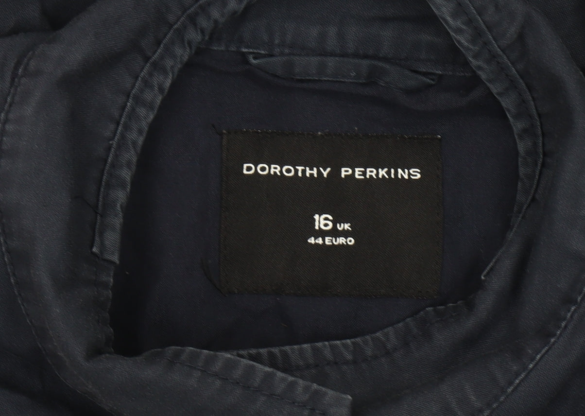 Dorothy Perkins Women's Blue Military Jacket Size 16