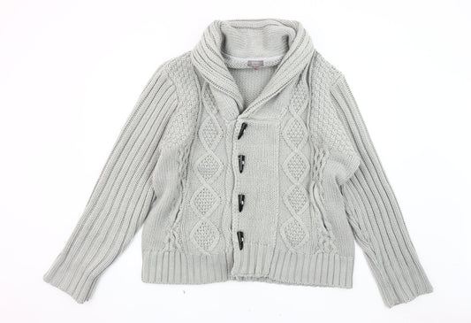 Jeff Banks Men's Grey Cardigan - 2XL, Classic Knit, Heavyweight