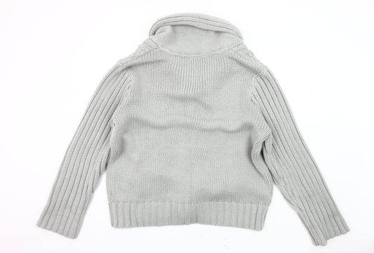 Jeff Banks Men's Grey Cardigan - 2XL, Classic Knit, Heavyweight