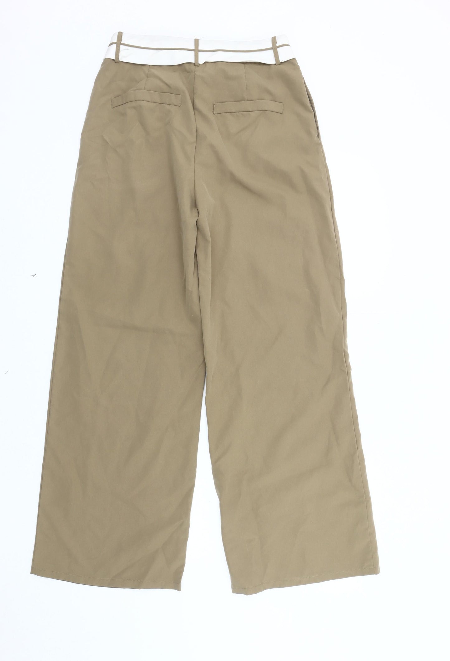 PrettyLittleThing Beige Wide-Leg Trousers Size 8