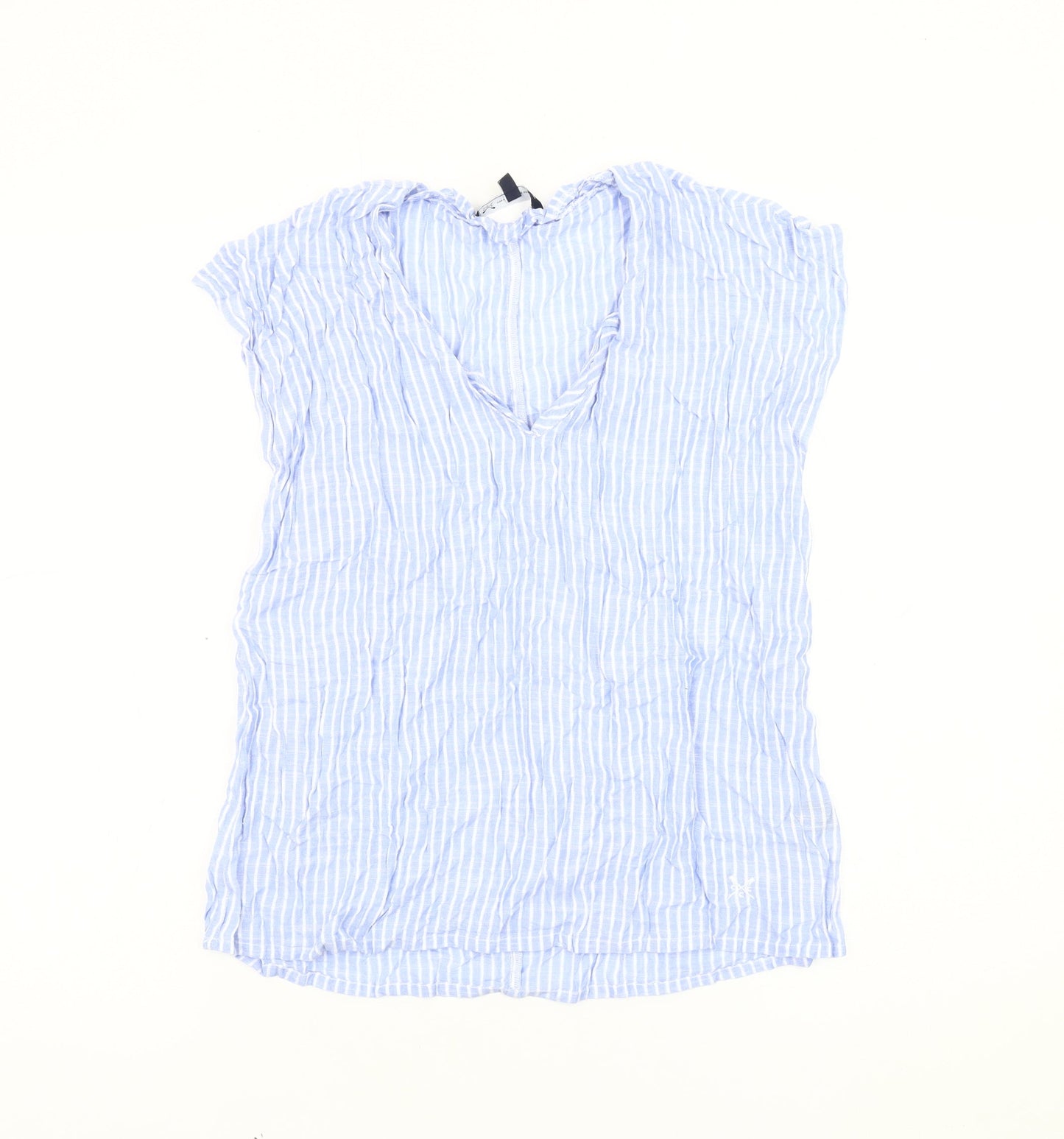 Crew Clothing Women's Blue Striped T-Shirt Size 8