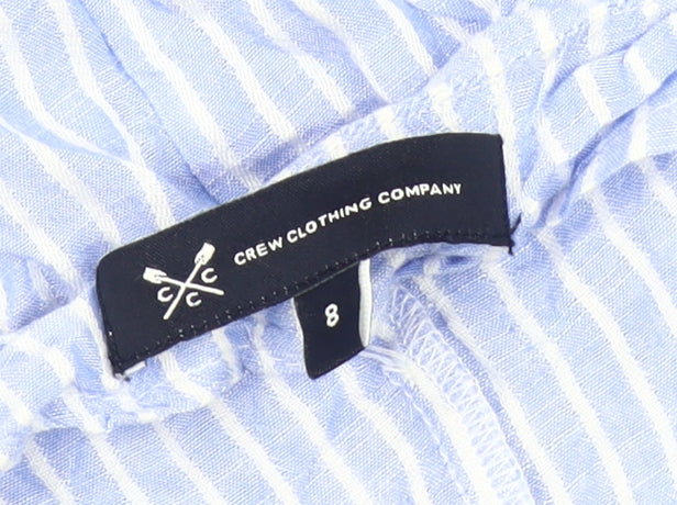 Crew Clothing Women's Blue Striped T-Shirt Size 8