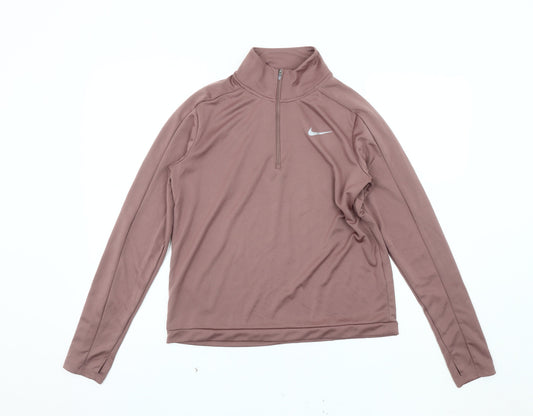 Nike Women's Brown Running Sweatshirt M 1/2 Zip Lightweight