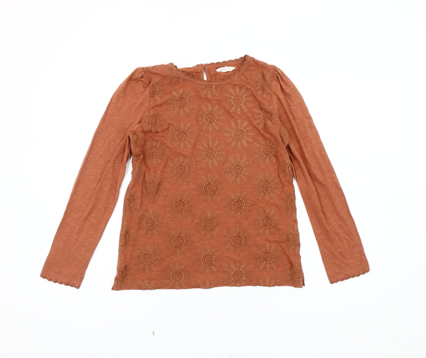 White Stuff Women's Brown Embroidered Blouse, Size 8